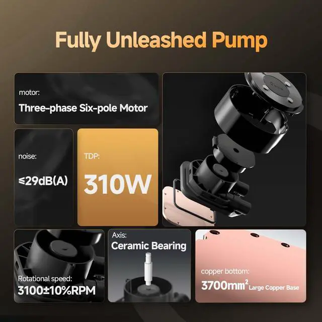 Alt view image 4 of 5 - Sigma PRO L36 BK liquid 360MM AIO CPU Cooler with Ultra-Narrow Bezel 3.5" IPS Screen,640*480px,Floating ARGB Design,Magnetic Mounting Pump 310W,FDB Silent Fan,All-Metal Tools for Intel & AMD Platforms