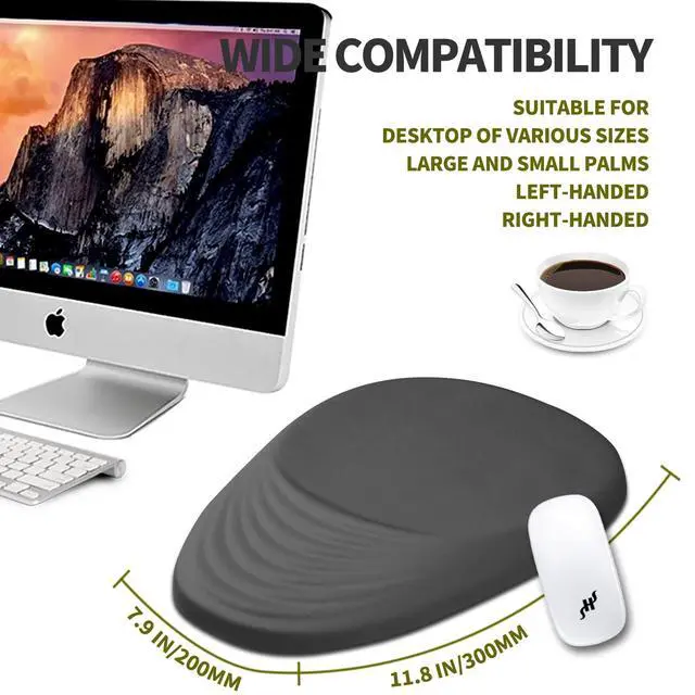 Alt view image 4 of 5 - Hokafenle Ergonomic Mouse Pad Wrist Support, Terraced Slope Carpal Tunnel Wrist Pad for Mouse with Unibody Memory Foam, Wrist Rest Pain Relief Mousepad (Dark Grey, 11.8x7.9 in)