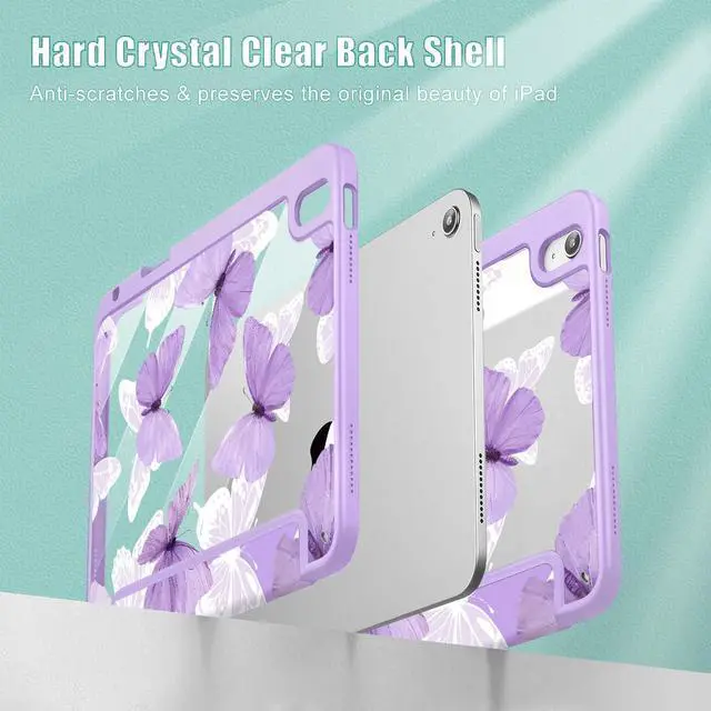 Alt view image 4 of 5 - May Chen for iPad (A16) 11th Generation Case 11 Inch 2025, iPad 10th Gen Case 2022 10.9 inch, Built-in Pencil Holder with Shockproof Cover Clear Transparent Back Shell Auto Wake/Sleep, Butterfly