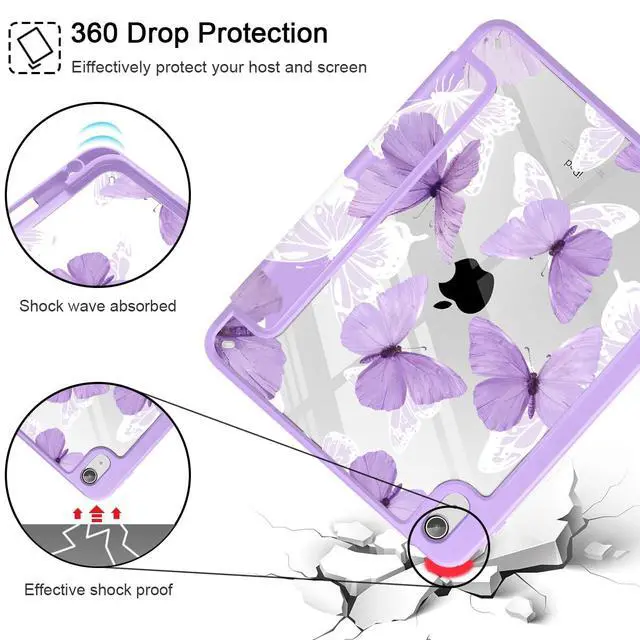 Alt view image 5 of 5 - May Chen for iPad (A16) 11th Generation Case 11 Inch 2025, iPad 10th Gen Case 2022 10.9 inch, Built-in Pencil Holder with Shockproof Cover Clear Transparent Back Shell Auto Wake/Sleep, Butterfly