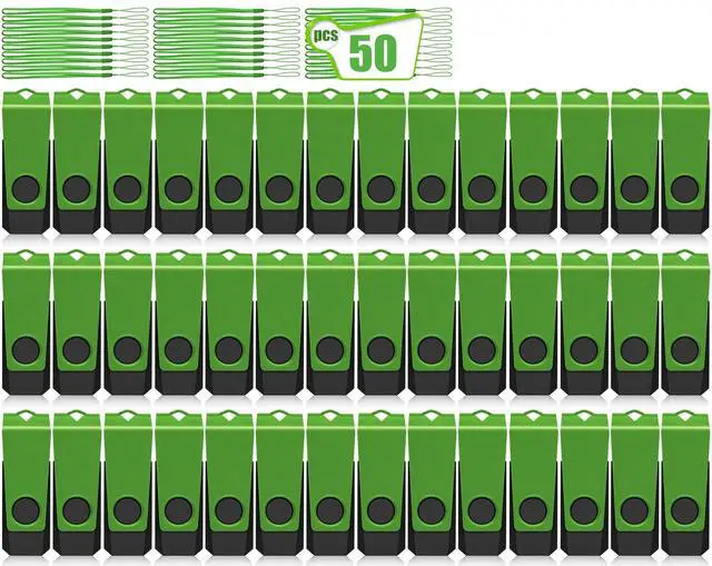 Main image of AGECASH 2GB USB Flash Drive 50 Pack Bulk USB Thumb Drive Green Swivel USB 2.0 Flash Drives Memory Stick 2GB USB Drive Pack of 50 Pen Drive Jump Drive Multipack for Data Stroage and Backup