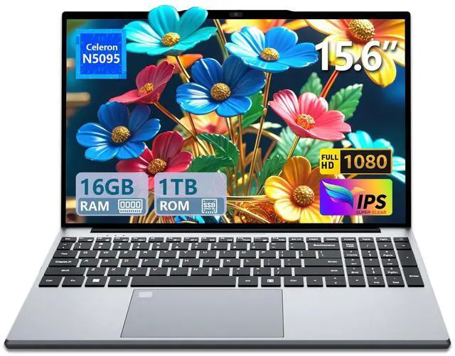 Main image of Omnica 2025 Laptop, 15.6" Laptop Computer with 16GB DDR4 1TB SSD, N5095 Quad-Core up to 2.9GHz, Portable Laptop with Backlit Keyboard, Fingerprint, FHD 1920 * 1200, WiFi5, BT4.2, Win 11 Pro