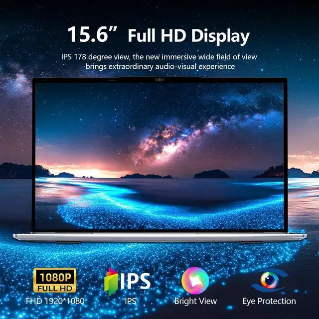 Alt view image 4 of 5 - Omnica 2025 Laptop, 15.6" Laptop Computer with 16GB DDR4 1TB SSD, N5095 Quad-Core up to 2.9GHz, Portable Laptop with Backlit Keyboard, Fingerprint, FHD 1920 * 1200, WiFi5, BT4.2, Win 11 Pro