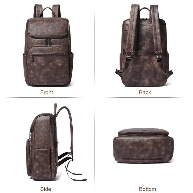 Alt view image 4 of 5 - tiamyi Computer Leather Backpack for Women Travel Back pack with 15.6 inch Laptop Compartment, Vintage Ladies Backpack, Coffee