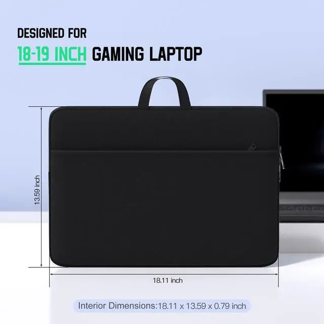 Alt view image 2 of 5 - 18-19 inch Laptop Sleeve Gaming Computer Case Compatible with Alienware M18 R2 R1/18 Area-51, ASUS ROG Strix Scar 18/ G18, MSI Titan 18 HX Carrying Travel Bag