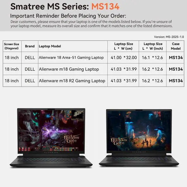 Alt view image 2 of 5 - Smatree MS134 Hard EVA Protective Sleeve Case with Stand Compatible for 18 inch DELL Alienware 18 Area-51 AA18250, for 18 inch DELL Alienware m18 R2 Gaming Laptop Waterproof Sleeve