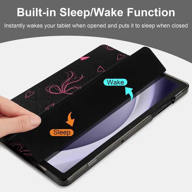 Alt view image 5 of 5 - MEEgoodo for Samsung Galaxy Tab A9 Plus 11 inch Case 2024 2023 (Fit Model SM-X210/X216/X218), A9+ Tablet Cases with Silk Texture & PC Clear Back Cover, Ribbons Bow