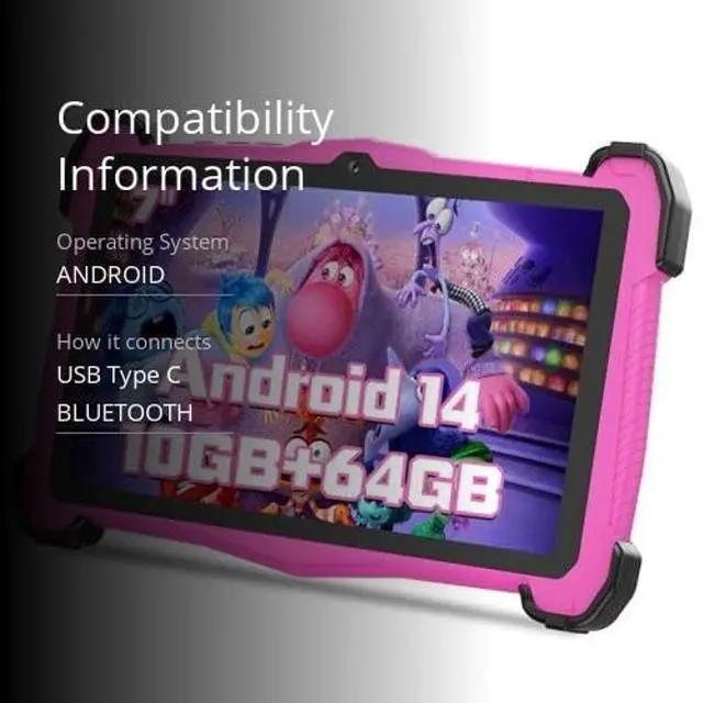 Alt view image 3 of 5 - Kids Tablet 7 inch with Case for Kids 3-10, Android 14 Octa-core, 10+64GB(512GB Expansion) WiFi, 3000mAh, Parental Controls, Google Kids Space, YouTube
