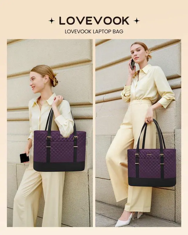 Alt view image 2 of 5 - LOVEVOOK Laptop Bag for Women, 15.6 Inch Work Tote Computer Bag With Large Cup Holder, Lightweight Large Laptop Briefcase for Travel, Bussiness, Teacher