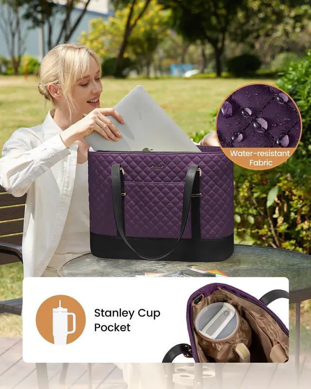 Alt view image 3 of 5 - LOVEVOOK Laptop Bag for Women, 15.6 Inch Work Tote Computer Bag With Large Cup Holder, Lightweight Large Laptop Briefcase for Travel, Bussiness, Teacher