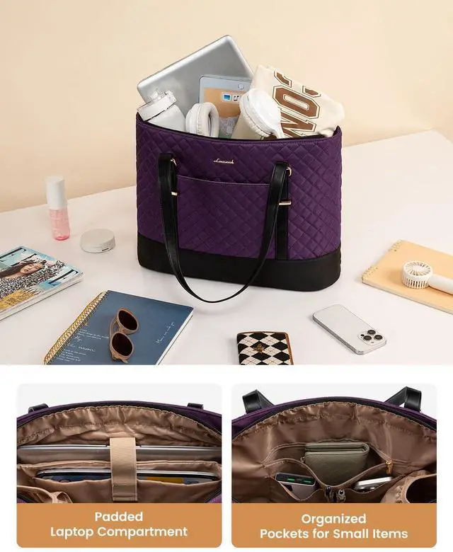 Alt view image 4 of 5 - LOVEVOOK Laptop Bag for Women, 15.6 Inch Work Tote Computer Bag With Large Cup Holder, Lightweight Large Laptop Briefcase for Travel, Bussiness, Teacher