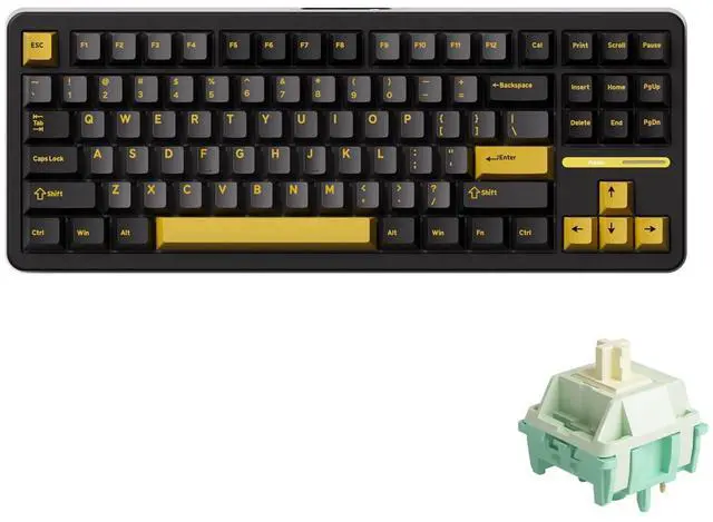 Main image of Akko TAC87 Gaming Keyboard Black & Gold Hot-Swappable Tri-Mode Mechanical Keyboard with PBT Cherry Profile Keycaps, Cilantro Switch