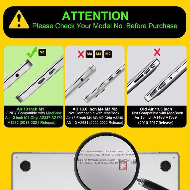 Alt view image 2 of 5 - LCMOCICO for MacBook Air 13 inch Case 2021 2020 2019 2018 Release M1 A2337 A2179 A1932, Pritned Pattern Plastic Hard Case Cover for MacBook Air 13 M1 with Retina Display Touch ID, Pink Bowknot Black