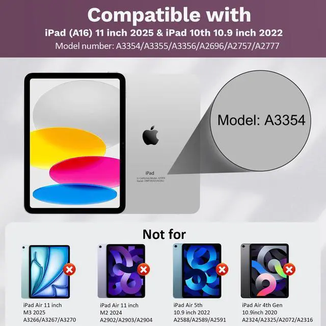 Alt view image 2 of 5 - MoKo Touch Keyboard Case for iPad (A16) 11th Generation 11 inch 2025, iPad 10th Generation 10.9 inch Case with Pencil Holder, 7 Colors Backlit Multi-TrackPad Detachable Bluetooth Keyboard, Dark Purple