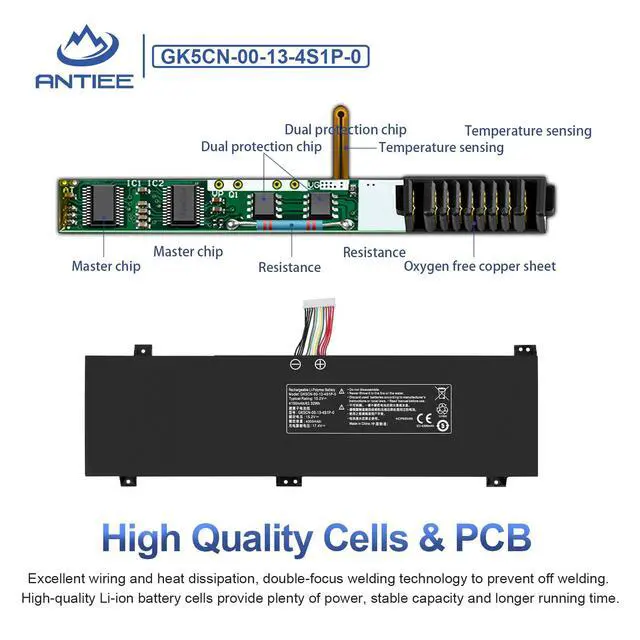 Alt view image 4 of 5 - GK5CN-00-13-4S1P-0 62.32Wh Laptop Battery Replacement for Medion Erazer X6805 Maingear Vector 15 Schenker XMG Neo 15 Core 17 Comet Lake Getac Tongfang GK5CN5Z GK5CN6Z GK5CQ7Z GK6Z5CN GK7CN6S 15.2V