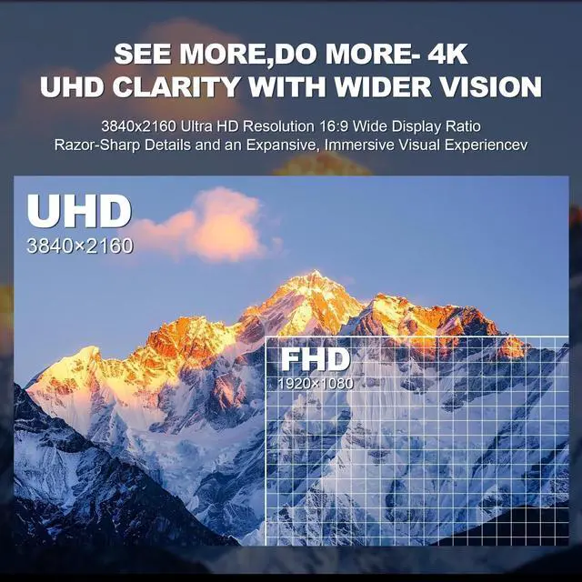 Alt view image 4 of 5 - ZZA 32" Monitor | 4K UHD 3840x2160, IPS Panel, 60Hz, Adaptive Sync, 100% sRGB, Back Breathing Light,Blue Light Filter, VESA Mountable 100x100mm