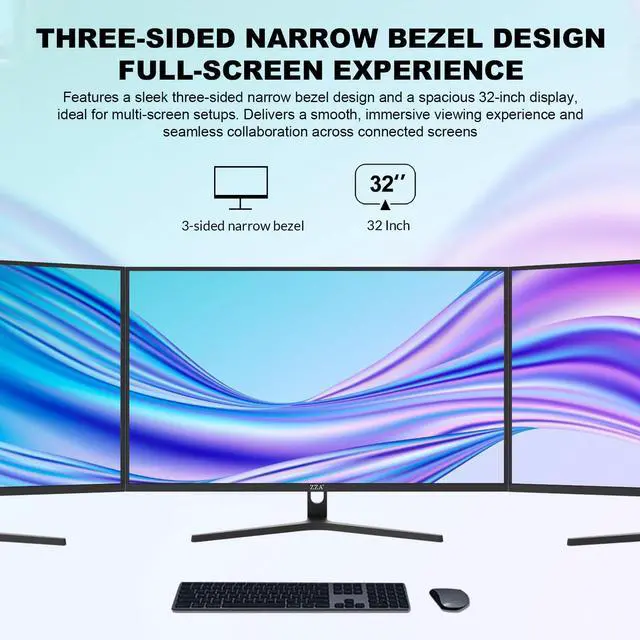 Alt view image 5 of 5 - ZZA 32" Monitor | 4K UHD 3840x2160, IPS Panel, 60Hz, Adaptive Sync, 100% sRGB, Back Breathing Light,Blue Light Filter, VESA Mountable 100x100mm
