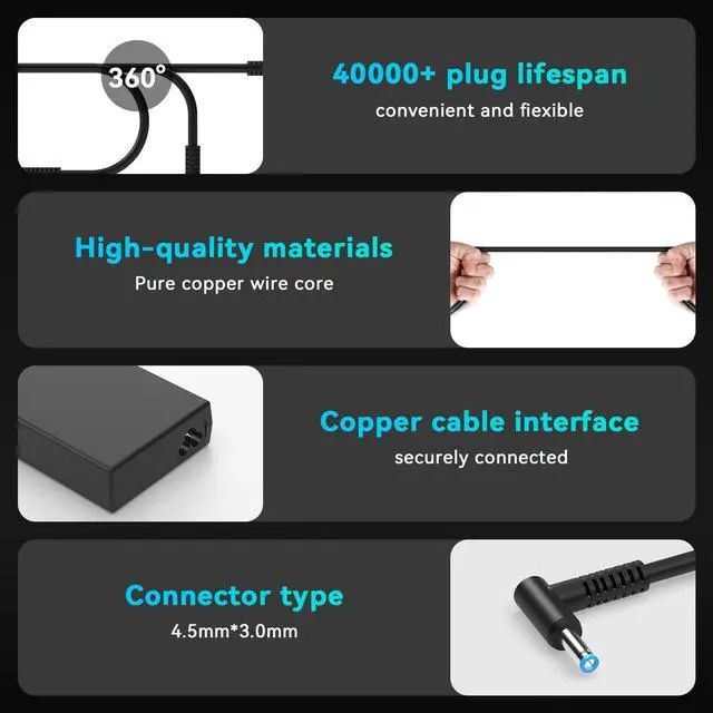 Alt view image 4 of 5 - Ruilezyo 120W Power Adapter Compatible with HP Docking Station Power Cord USB-C Dock G5 USB-C/A Universal Dock G2 5TW13AA Envy 15 17 Series Omen 15-5000 5100 5200 710415-001 L41856-001 Laptop Charger