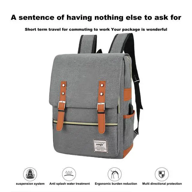 Alt view image 4 of 5 - ZEILING Three piece backpack with large capacity simple business computer bag USB charging, travel backpack,grey