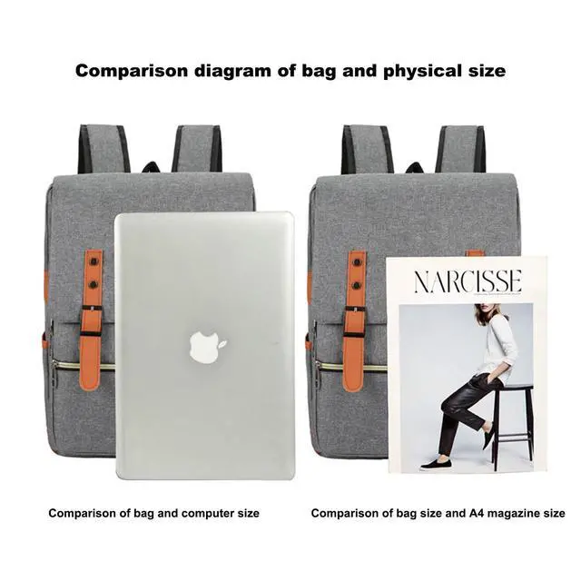 Alt view image 5 of 5 - ZEILING Three piece backpack with large capacity simple business computer bag USB charging, travel backpack,grey