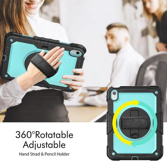 Alt view image 2 of 5 - Gylint Case for iPad (A16) 11th/10th Generation 2025/2022 Model A2696 / A2757 / A2777 -with Screen Protector, Hand Strap, Shoulder Strap, 360° Rotating Stand Light Blue
