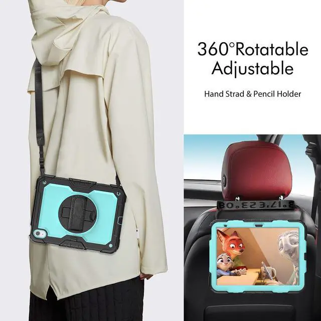 Alt view image 4 of 5 - Gylint Case for iPad (A16) 11th/10th Generation 2025/2022 Model A2696 / A2757 / A2777 -with Screen Protector, Hand Strap, Shoulder Strap, 360° Rotating Stand Light Blue