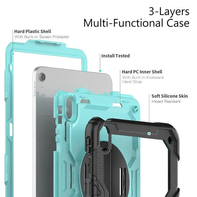 Alt view image 5 of 5 - Gylint Case for iPad (A16) 11th/10th Generation 2025/2022 Model A2696 / A2757 / A2777 -with Screen Protector, Hand Strap, Shoulder Strap, 360° Rotating Stand Light Blue