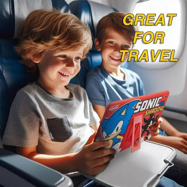 Alt view image 3 of 5 - Sonic Kids Case for iPad - 9th Generation iPad, iPad 8th Generation, iPad 7th Generation Case - 10.2 Case 2019/2020/2021 - Tablet Cover with Stand, Shockproof Silicone Protector