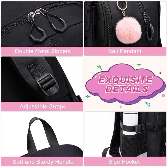 Alt view image 4 of 5 - ZUBOND Girls Backpack for School - Lightweight Travel Laptop Backpack Fits 17.3 Inch Notebook, Water Bottle Pocket - Ideal for Teens, College Students, Adults