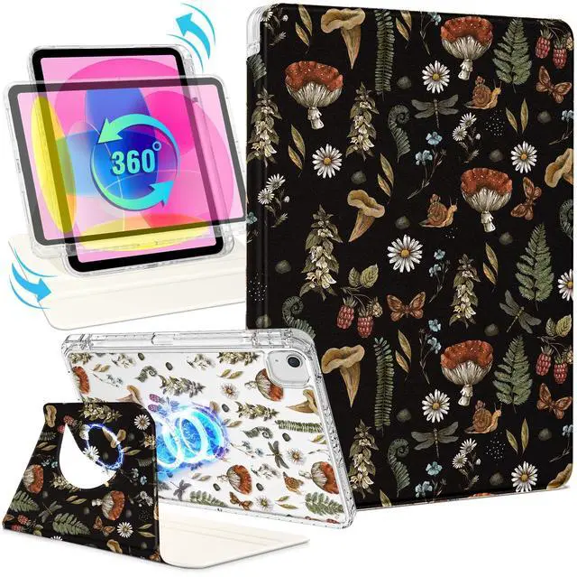 Main image of Shorogyt for iPad Air 11 Inch Case M3 2025&M2 2024/Air 5th Generation 2022/Air 4th Gen 2020/Pro 11 Inch Case Magnetic Stand for Women - Cute 360 Degree Rotating Covers Girls Pencil Holder,Plant