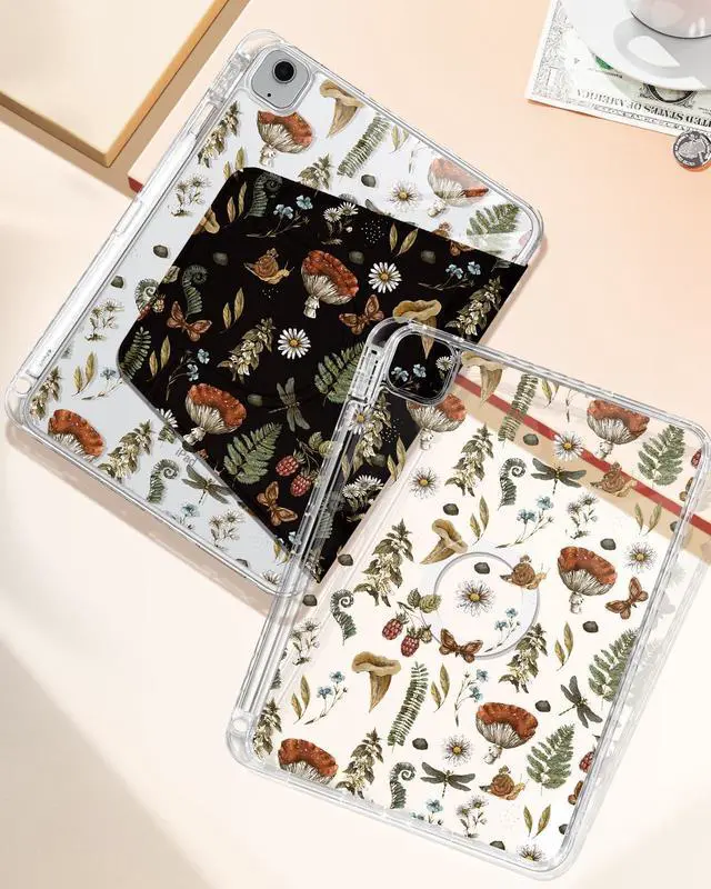 Alt view image 4 of 5 - Shorogyt for iPad Air 11 Inch Case M3 2025&M2 2024/Air 5th Generation 2022/Air 4th Gen 2020/Pro 11 Inch Case Magnetic Stand for Women - Cute 360 Degree Rotating Covers Girls Pencil Holder,Plant