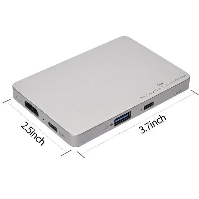 Alt view image 3 of 4 - AOKER H4 Laptop Screen Extension - 8 in 1 HUB with Dual HDMI Extended, 2 HDMI(4K @60Hz),3 USB A&C 3.0 Ports Hub Only Suitable for F3