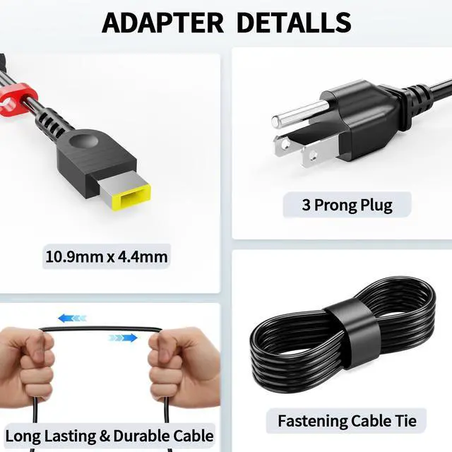 Alt view image 2 of 5 - 135W Laptop Charger for ThinkPad P1, X1 Extreme, P15v T440P T470P W540, Ideapad L340 Gaming 3, Ideapad Yoga Y50 Y50p Y700, Y50 Y520 Y530 Y7000P ThinkBook 15P AC Power Adapter