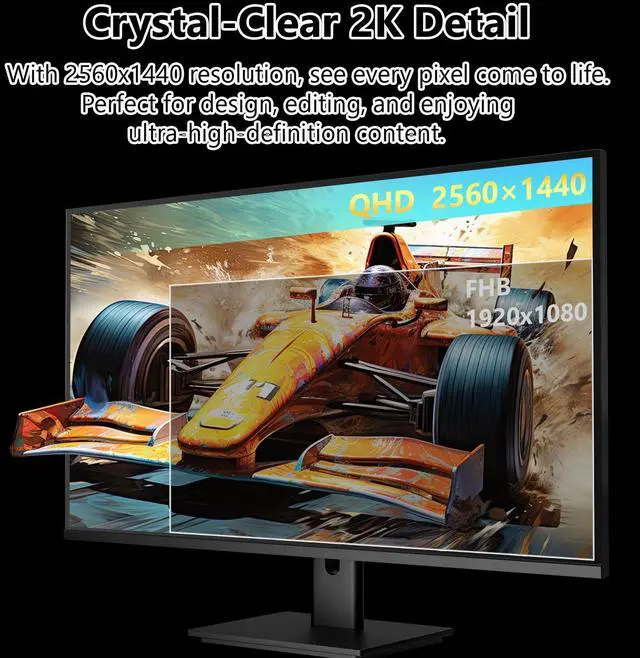 Alt view image 3 of 5 - Pisichen 24 Inch Touchscreen Monitor 2K QHD 2560x1440 IPS Gaming Monitor, 100Hz, 3ms Response Time, 10-Point Multi Touch PC Display with HDMI/USB A/USB C/USB B(for Touch Function) Inputs