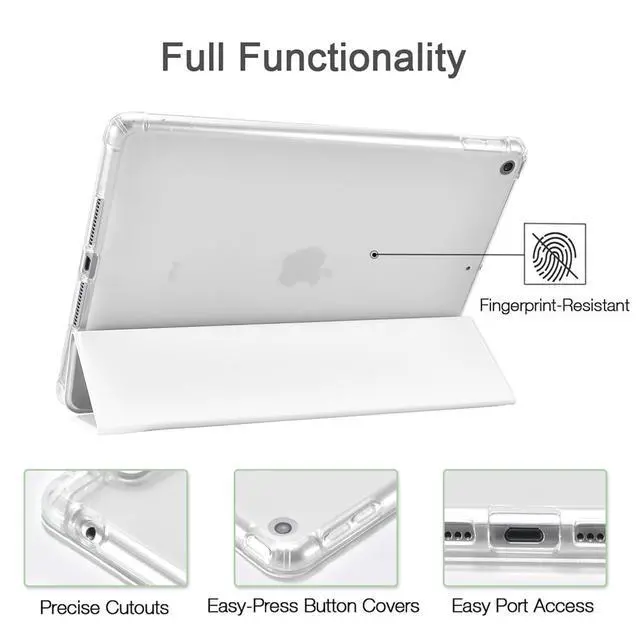 Alt view image 5 of 5 - Idocolors Cute Bowknot Pad Case for 10.2 Inch iPad 9th/7th/8th Generation, Clear TPU Smart Stand Back Cover with Pencil Holder, Auto Wake/Sleep Foldable Shockproof Protective iPad 2021/2020/2019 Case