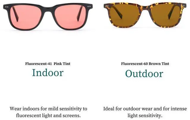 Alt view image 3 of 5 - UrbanLens Indoor Fluorescent-41 Pink & Outdoor Fluorescent-60 Brown Tinted Migraine Light Sensitivity Glasses for Photophobia, Fluorescent LED Glare and Computer