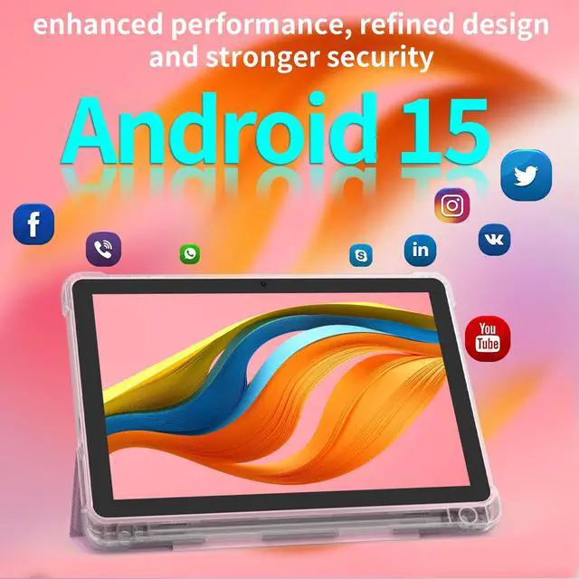 Alt view image 2 of 5 - Android 15 Tablet 10 inch Tablets, 20GB RAM 128GB ROM 2TB Expand, 2.0Ghz CPU Quad-Core Processor Tablet PC with Case and Stylus, 5G WiFi6, BT5.0, 6000mAh Battery, Dual Camera, Widevine L1, GMS, Pink