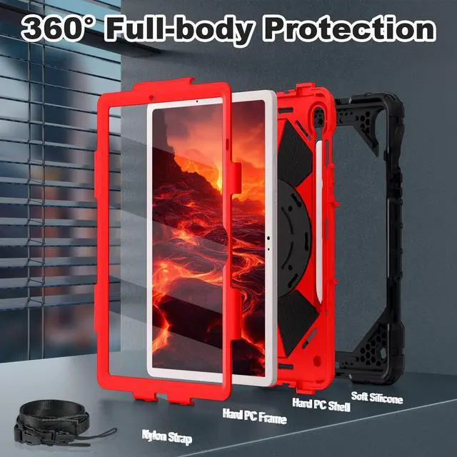 Alt view image 2 of 5 - WESOROL Case for Samsung Galaxy Tab S10 Lite/S10 FE/S9 FE 10.9 Inch (2025/2023) Galaxy Tab S9 11 Inch,Shockproof Cover for Samsung S9 FE with Rotating Stand Screen Protector Pencil Holder,Black Red