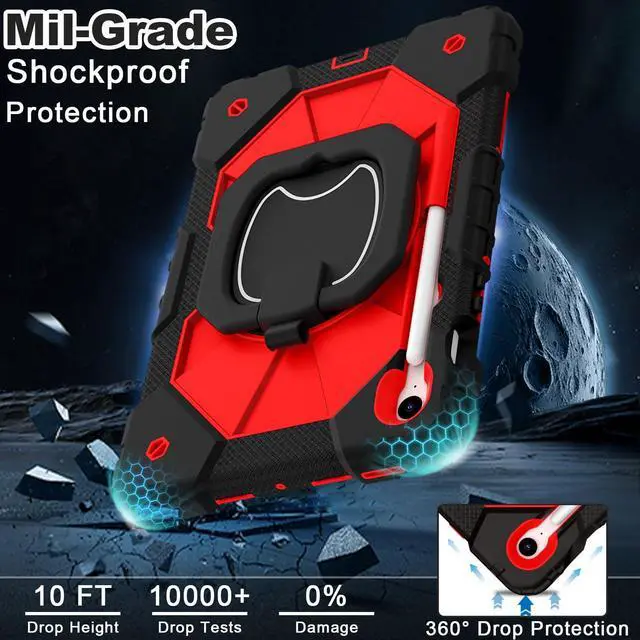 Alt view image 3 of 5 - WESOROL Case for Samsung Galaxy Tab S10 Lite/S10 FE/S9 FE 10.9 Inch (2025/2023) Galaxy Tab S9 11 Inch,Shockproof Cover for Samsung S9 FE with Rotating Stand Screen Protector Pencil Holder,Black Red