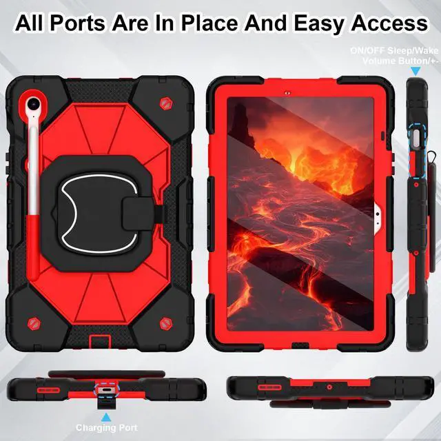 Alt view image 5 of 5 - WESOROL Case for Samsung Galaxy Tab S10 Lite/S10 FE/S9 FE 10.9 Inch (2025/2023) Galaxy Tab S9 11 Inch,Shockproof Cover for Samsung S9 FE with Rotating Stand Screen Protector Pencil Holder,Black Red
