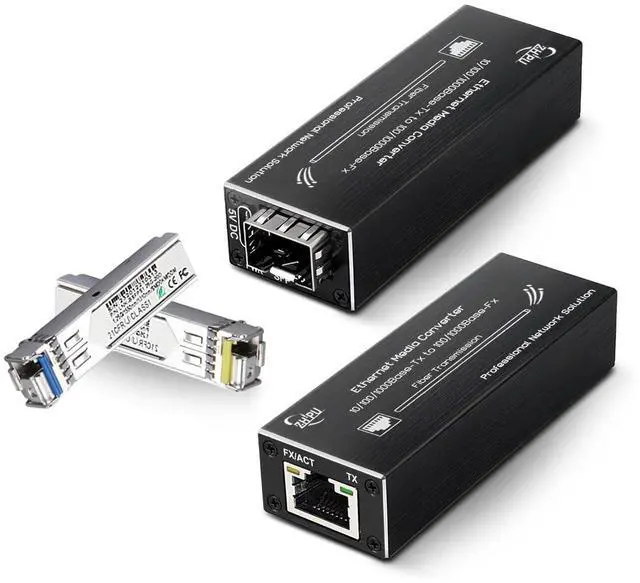 Main image of Mxtgifar Mini Gigabit Fiber Media Converter Pair 10/100/1000Mbps with Matched SFP Module Pair (SM Single Fiber 1310nm/1550nm 20km), USB Type-C 5V Power Input, for CCTV/IP Cameras