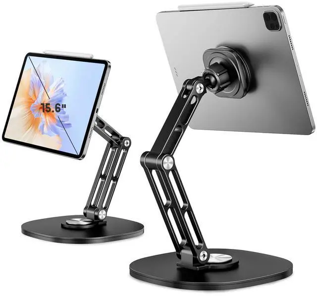 Main image of OHLPRO Universal Magnetic iPad Stand for Desk, Foldable Tablet Holder with 360° Rotation, Aluminum Desktop Mount for iPad/Tablet/Monitor up to 18.5", Office Desk Accessories Men/Women Gifts