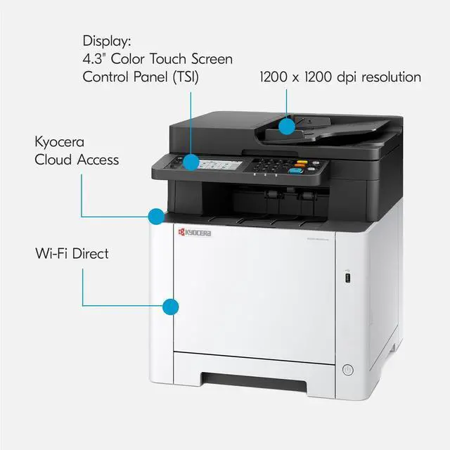 Alt view image 2 of 5 - KYOCERA ECOSYS MA2600cwfx All-in-One Color Laser Printer (Print/Copy/Scan/Fax), 27 ppm, 1200 dpi, Wi-Fi Direct, 1GB Memory, 4.3 inch Color Touch Screen Control Panel