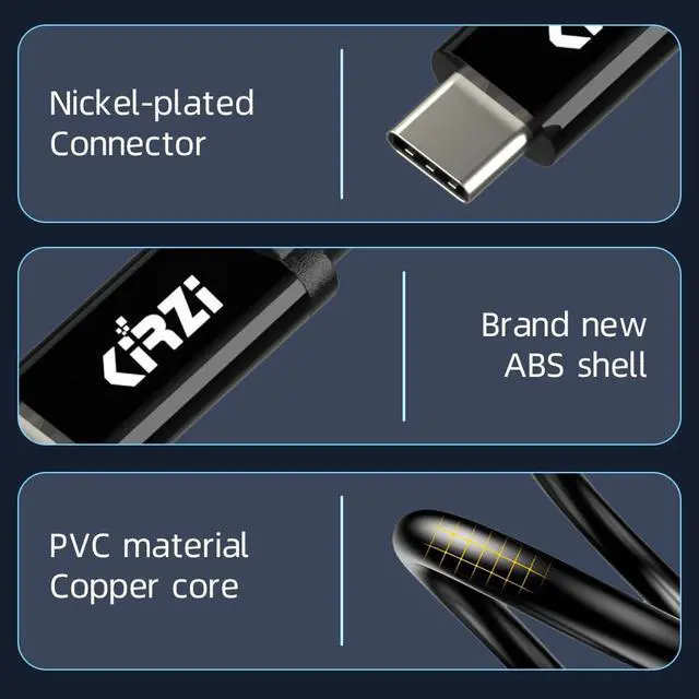 Alt view image 2 of 5 - Kirzi Ultra Long USB C Cable 20 FT, USB-C to C Cable, USB 3.1 Gen 2x2, Supports 4K@60Hz Video Output, 100W PD Fast Charging, 10Gbps Data Transfer, for Smartphone, Laptop, Tablet, TV, Monitor and More