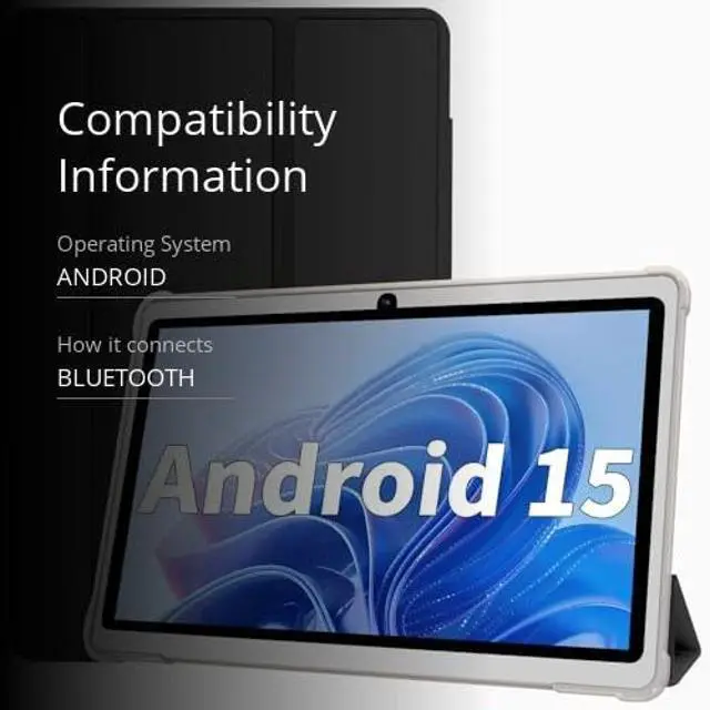 Alt view image 3 of 5 - HNVHNV Android 15 Tablet 7 Inch Tablet, 9GB RAM 32GB ROM 1TB Expansion, Quad-core Processor, Dual Camera, 5G/2.4G WiFi, Bluetooth, Parental Control, Drop-Proof Case (Black)