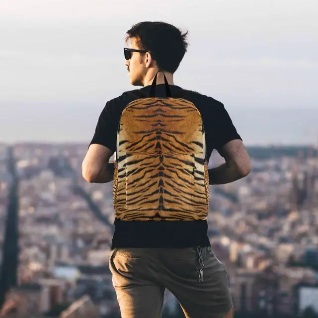 Alt view image 2 of 5 - ZzWwR 3d Fashion Lifelike Tiger Skin Print Large Travel Laptop Backpack Durable Computer Bag for Men Women School Bookbag Work