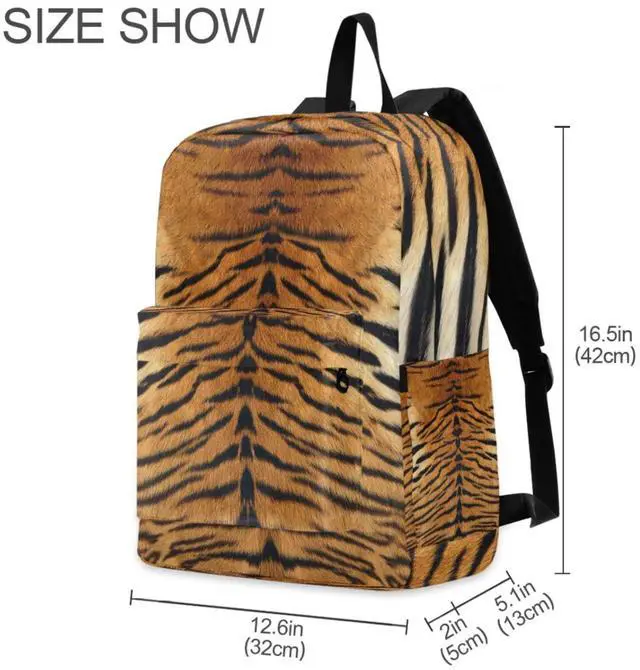 Alt view image 3 of 5 - ZzWwR 3d Fashion Lifelike Tiger Skin Print Large Travel Laptop Backpack Durable Computer Bag for Men Women School Bookbag Work