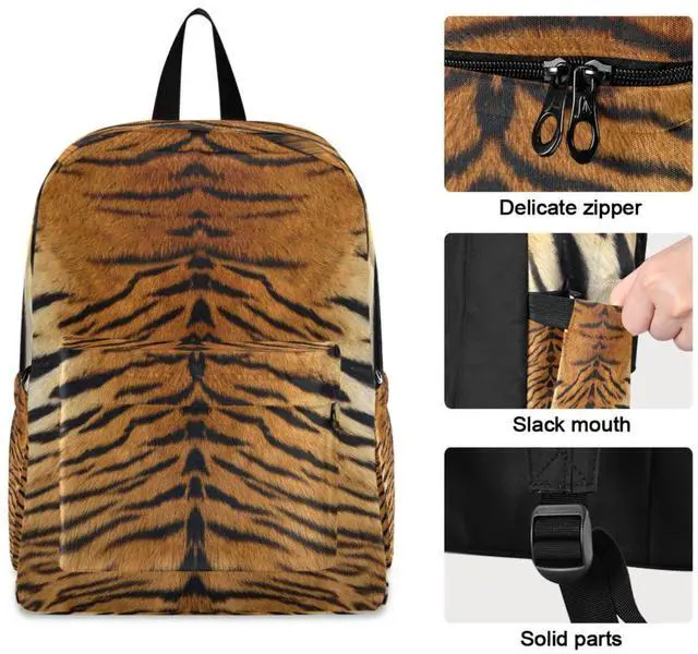 Alt view image 4 of 5 - ZzWwR 3d Fashion Lifelike Tiger Skin Print Large Travel Laptop Backpack Durable Computer Bag for Men Women School Bookbag Work