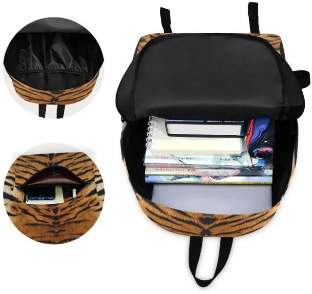 Alt view image 5 of 5 - ZzWwR 3d Fashion Lifelike Tiger Skin Print Large Travel Laptop Backpack Durable Computer Bag for Men Women School Bookbag Work