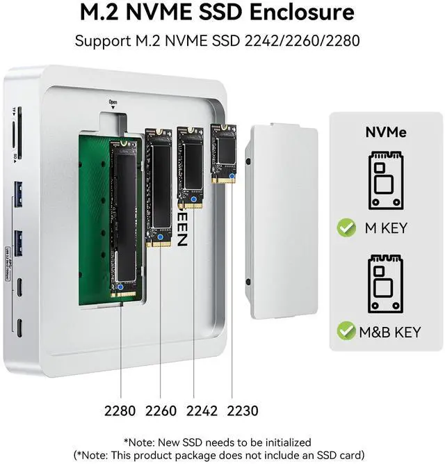 Alt view image 4 of 5 - AGEEN 14-Port Upgraded 10Gbps USB Hub for iMac 24 inch 2021/2023/2024 M1/M3/M4, iMac Accessories with 5 USB-A 3.2, 2 USB-C 3.2, 4K@60Hz HDMI, Gigabit Ethernet, SD/TF, SSD Enclosure(SSD Not Included)